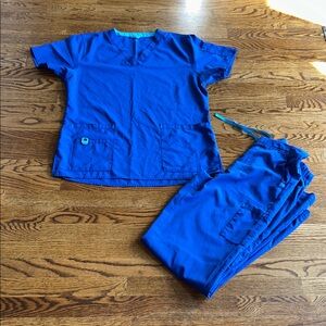 Carhartt Royal Blue Scrub Top (M) and Pants (S) Set
